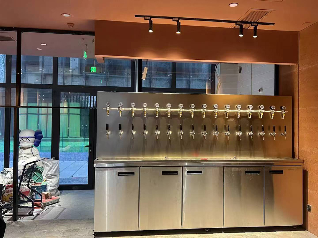 Silver-matte-steel-plate-all-in-one-machine-with-16-beer-taps,-equipped-with-independent-secondary-gas-standard-1